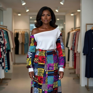 Multicolour Top and Skirt Set