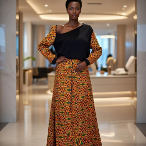 Kente Print Top and Skirt Set