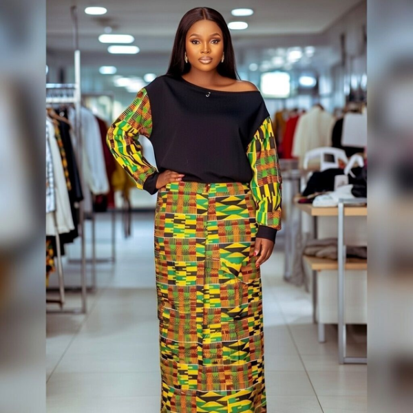 Kente Print Top and Skirt Set